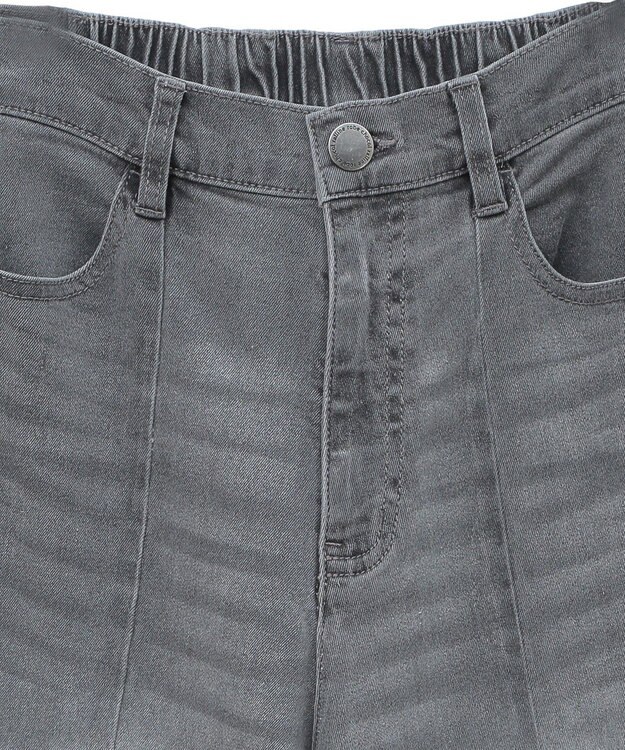 Green Parks ＧＵＭストレッチデニムセンター切替ストレートフレアパ Black