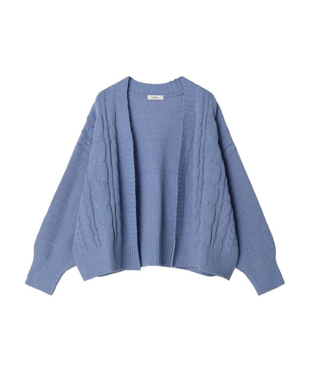 earth music&ecology ベロアモールケーブルカーディガン Blue