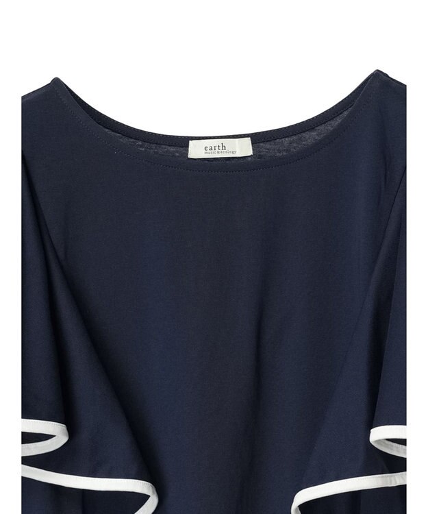 earth music&ecology パイピングフレアスリーブカットソー Navy
