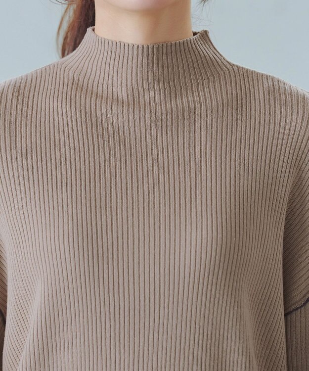 Tiaclasse 配色スリーブリブニットトップス ベージュ