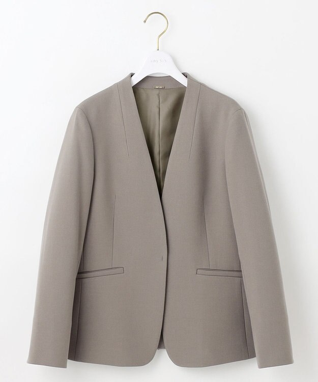 ANY SIS ビューティサーモ2WAYストレッチ ノーカラージャケット グレージュ
