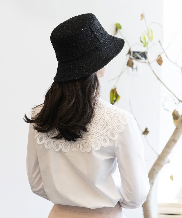 TOCCA 【UV90%以上カット・洗える・サイズ調整可】TWEED BUCKET HAT バケットハット ブラック系