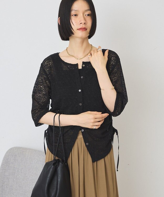 AMERICAN HOLIC レース5分袖カーディガン Black