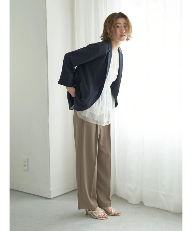 YECCA VECCA チュールギャザーブラウス Brown