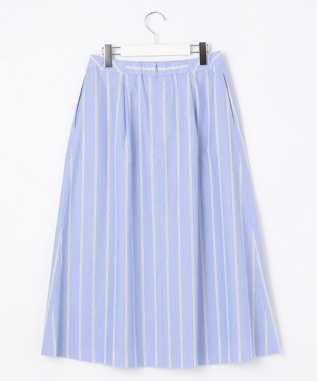 J.PRESS LADIES S 【洗える】 セルロース タイプライター ストライプ フレアー スカート サックスブルー系1