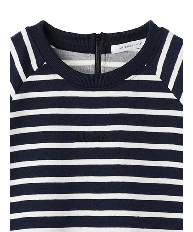 AMERICAN HOLIC バックＺＩＰロゴ刺繍ポンチチュニック Border