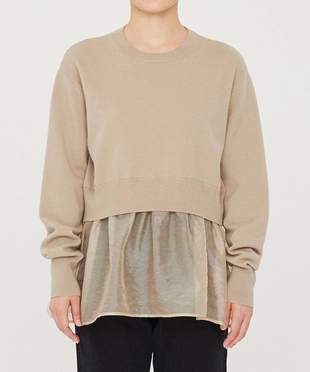 uncrave ウール ナイロン ペプラム ニット（uncrave STANDARD） ベージュ