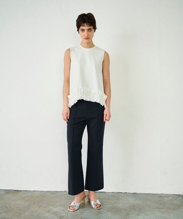 GRACE CONTINENTAL ヘムフリルカットトップ ホワイト