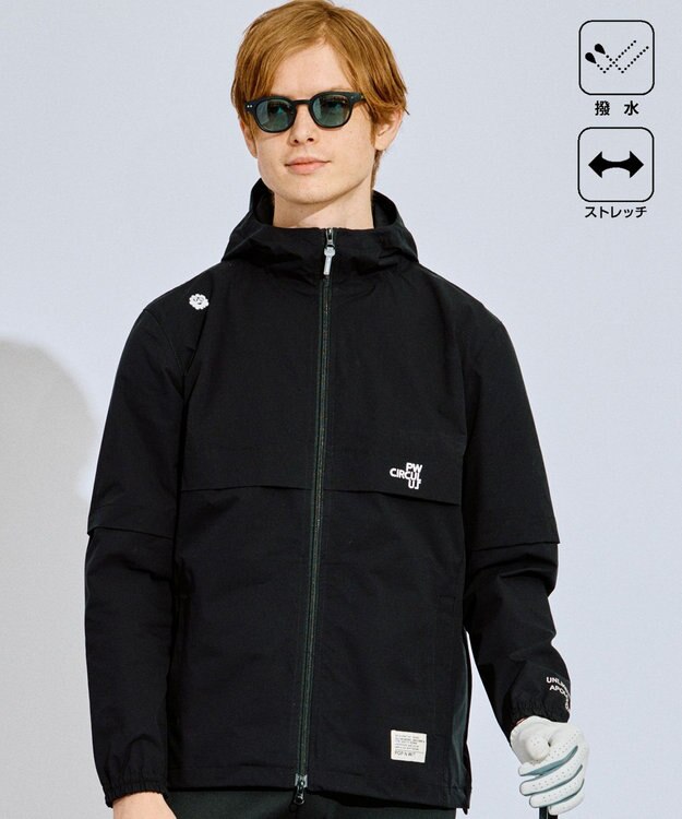 PW CIRCULUS 【撥水加工/ストレッチ】【MEN】2Way デタッチャブルブルゾン（長袖/半袖）  ゴルフ ブラック系
