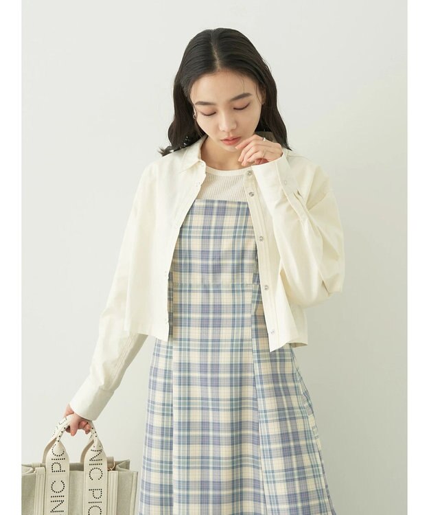 earth music&ecology ショート丈シャツジャケット Ivory