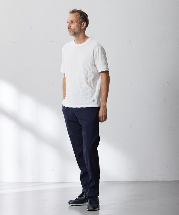 J.PRESS MEN ブロックリンクス クルーネック Tシャツ ホワイト系