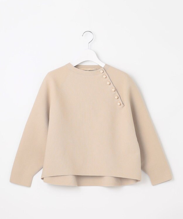 自由区 S ポリエステルホールガーメントラグランボタン ニット ベージュ系