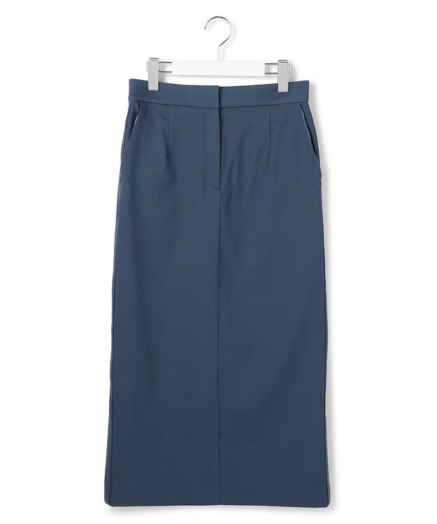 ICB 【CLASSY.掲載・裏起毛】 ウォームサテン Iラインスカート ブルーグレー系