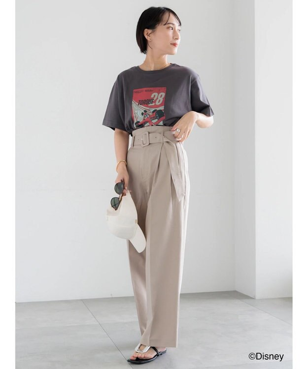 Te chichi 【Disney】MICKEY/フロントプリントTシャツ チャコールグレー