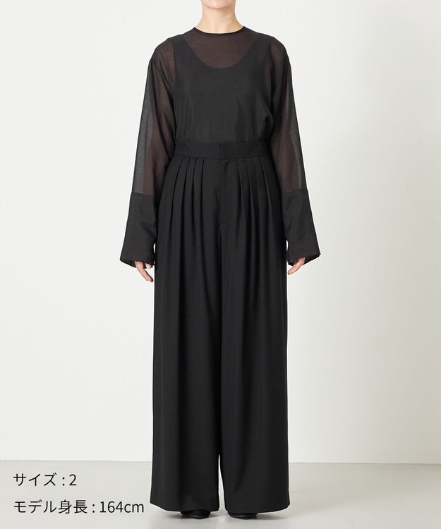 NAVE 【ReNAVE・洗える】4タックワイドパンツ ブラック系