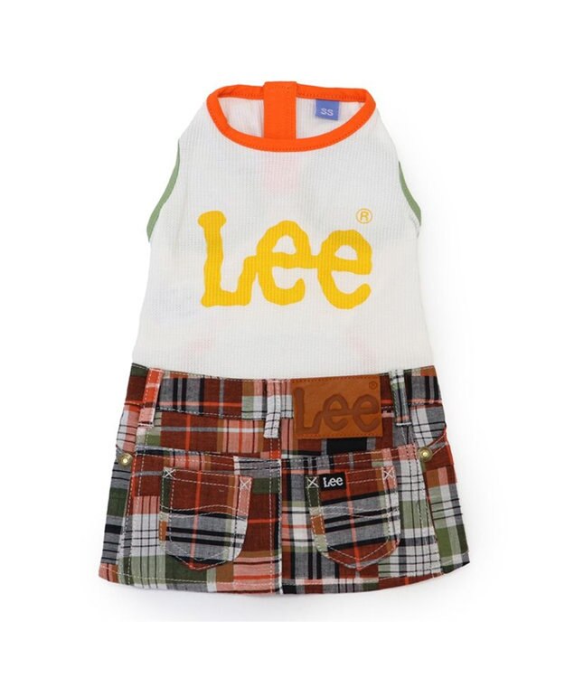 PET PARADISE Lee スカートつなぎ パッチワーク 小型犬 ホワイト×オレンジ