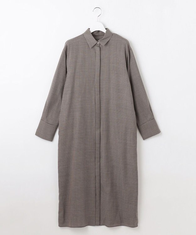自由区 【洗える】ライトビエラシャツ ワンピース ブラウン系チェック