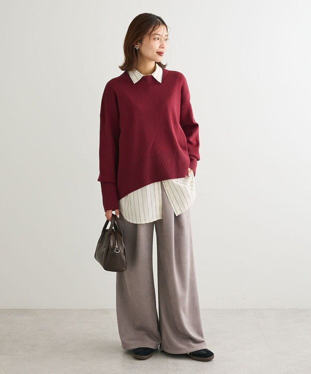 Green Parks ふわもっちニットプルオーバー Bordeaux