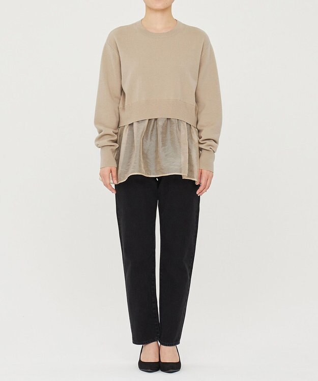 uncrave ウール ナイロン ペプラム ニット（uncrave STANDARD） ベージュ