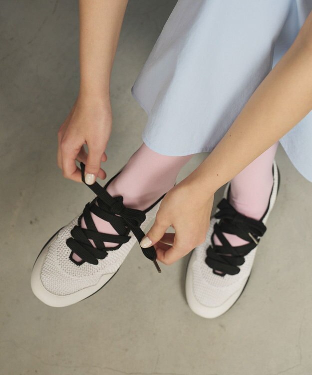 steppi ロープロ リボン スニーカー ブラック×ホワイト