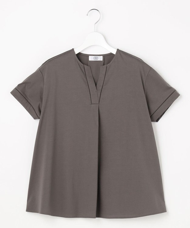J.PRESS LADIES プレーティングジャージー チュニック丈 カットソー スレート系