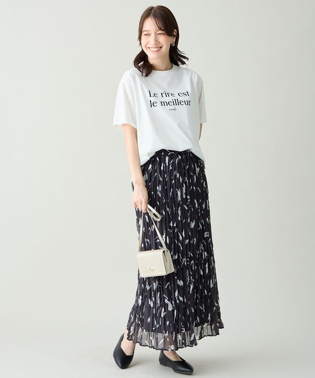 ANY アソートロゴラウンドヘムTシャツ ホワイト×フロッキーロゴ