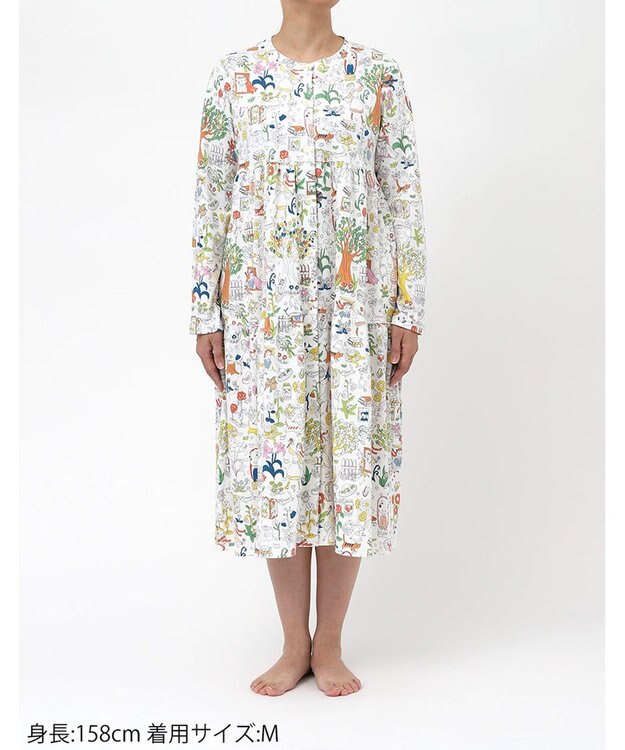 tsumori chisato SLEEP ツモリチサト ルームウエア ワンピース 長袖 綿100%(本体) ロング丈(ふくらはぎ付近) UNX533 /ワコール アイボリー
