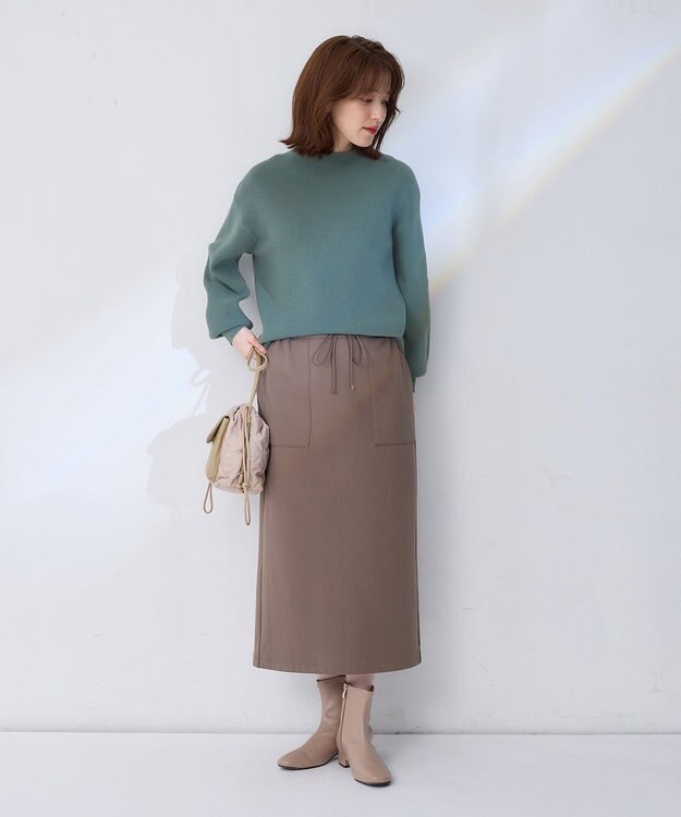 ANY 【WEB限定/洗濯機可能/ウエストゴム/ストレッチ/吸湿発熱】エニィーヒートスカート モカ