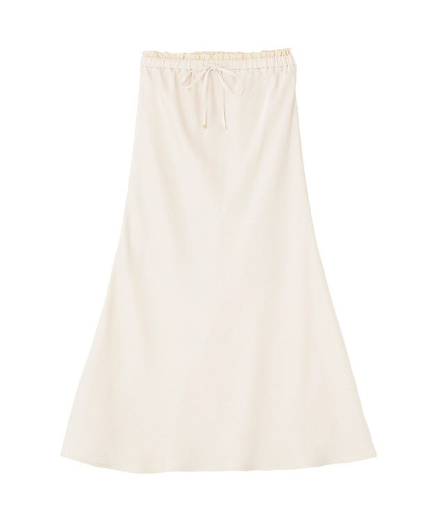 earth music&ecology サテンフリルマーメイドスカート Ecru