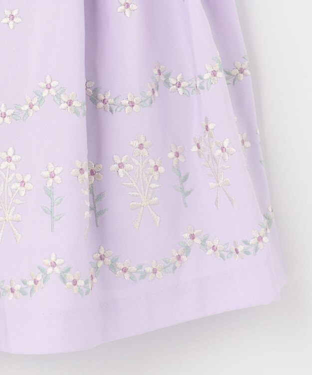 組曲 KIDS 【110-140cm】グログランアーチフラワー刺繍 ワンピース ラベンダー系7