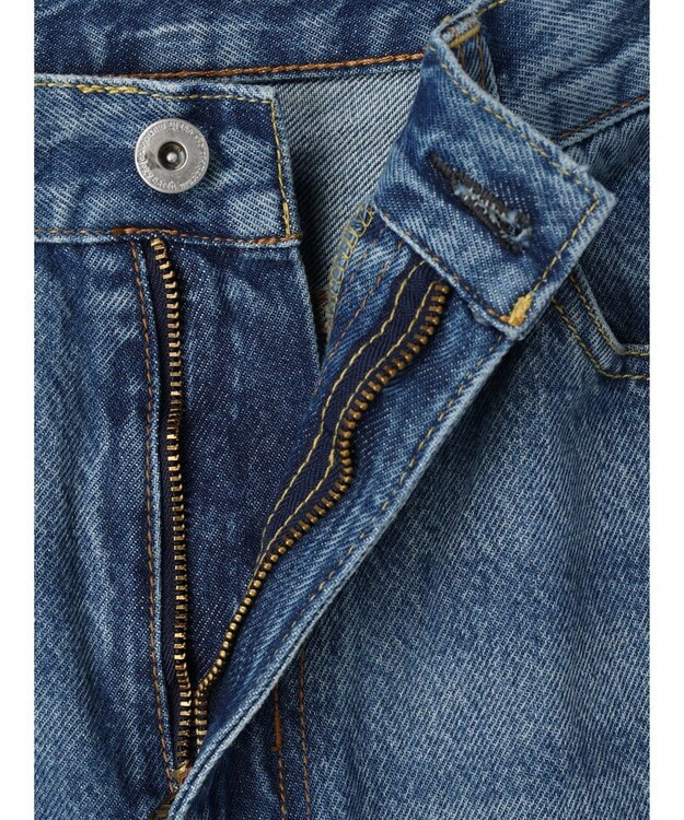 earth music&ecology ウ゛ィンテージ加工テーパードデニム Medium Indigo