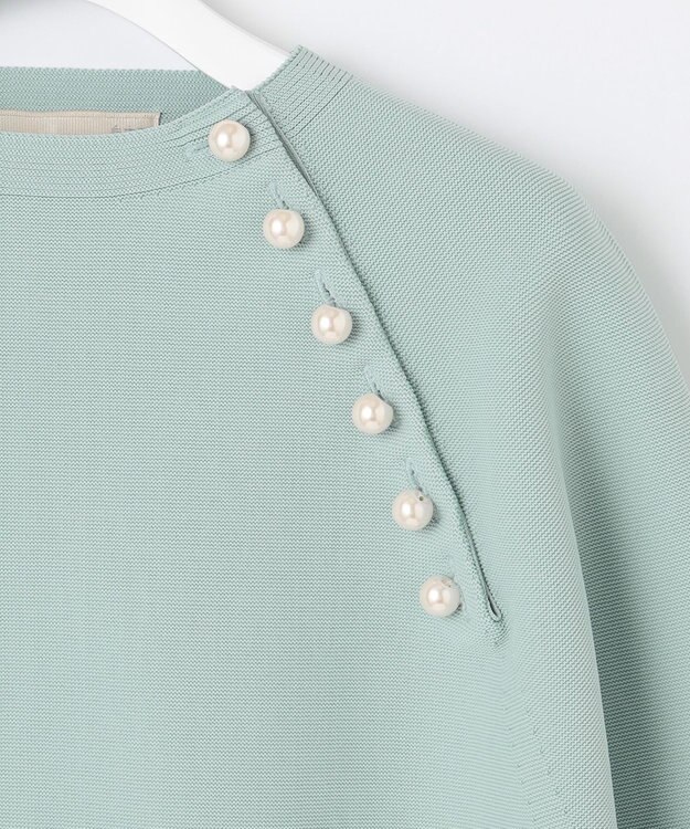 自由区 L ポリエステルホールガーメントラグランボタン ニット ライトグリーン系