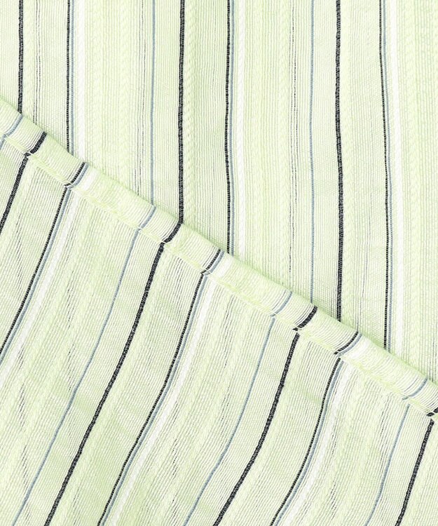 J.PRESS LADIES S 【洗える】ランダムストライプ シアー シャツカラー カットソー ライムストライプ系