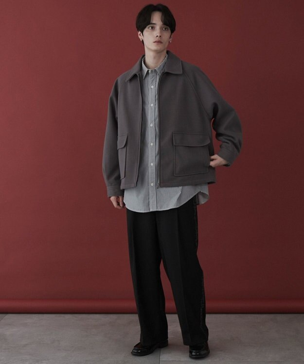 WEGO 【ユニセックス着用ITEM】メルトンショートZIPブルゾン ダークグレー