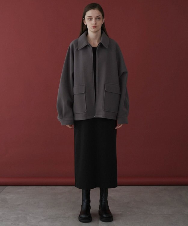 WEGO 【ユニセックス着用ITEM】メルトンショートZIPブルゾン ダークグレー