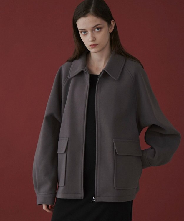 WEGO 【ユニセックス着用ITEM】メルトンショートZIPブルゾン ダークグレー