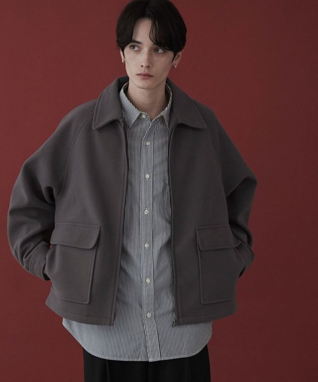 WEGO 【ユニセックス着用ITEM】メルトンショートZIPブルゾン ダークグレー