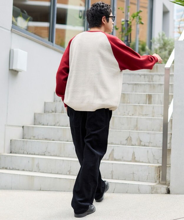 WEGO 【ユニセックス着用ITEM/ウエストゴム/SMLサイズ展開】コーデュロイイージーストレートパンツ ブラック