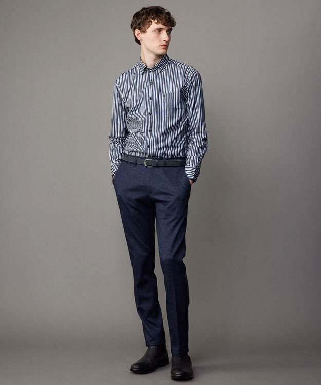 JOSEPH ABBOUD 【オーガニックコットン・柔らかな肌触り】カラーストライプ シャツ ネイビー系1