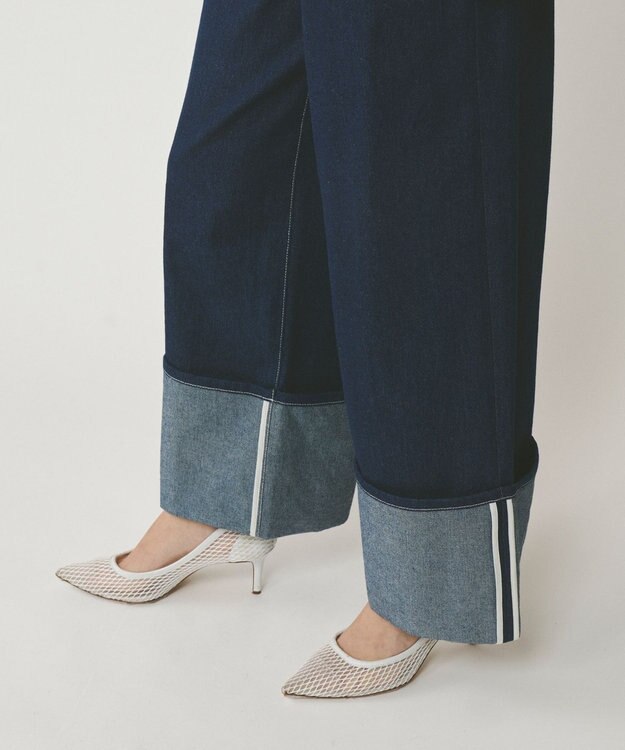 GRACE CONTINENTAL ロールアップワイドパンツ インディゴ