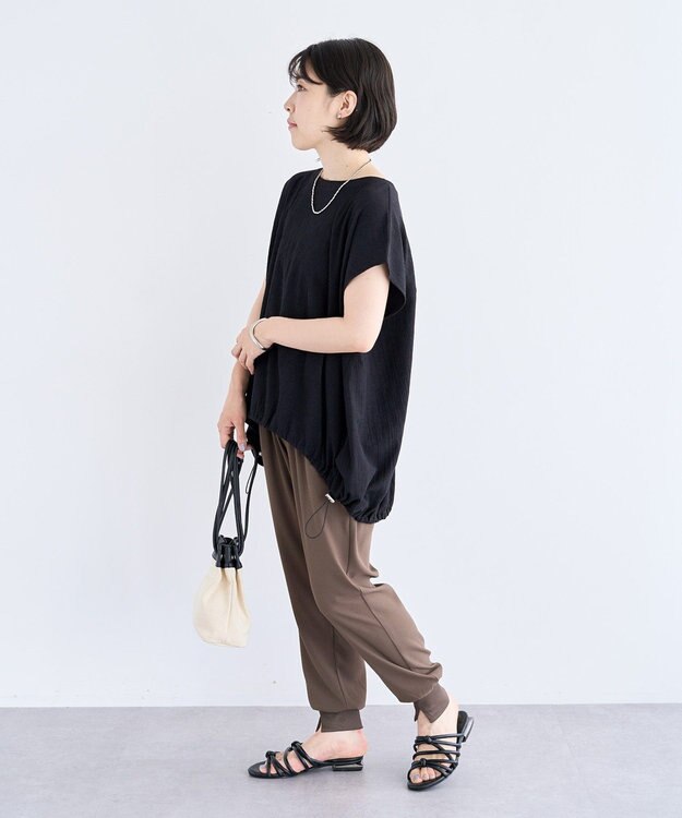 Green Parks 表面カット裾ドロストプルオーバー Red