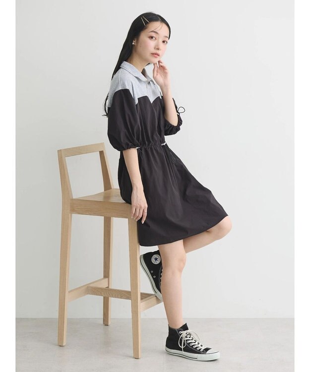 earth music&ecology ハーフＺＩＰミニワンピース Black