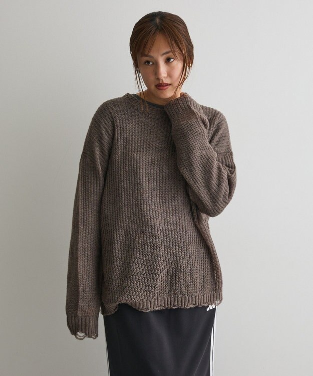CRAFT STANDARD BOUTIQUE シアーモヘヤライクニットプルオーバー Dark Gray