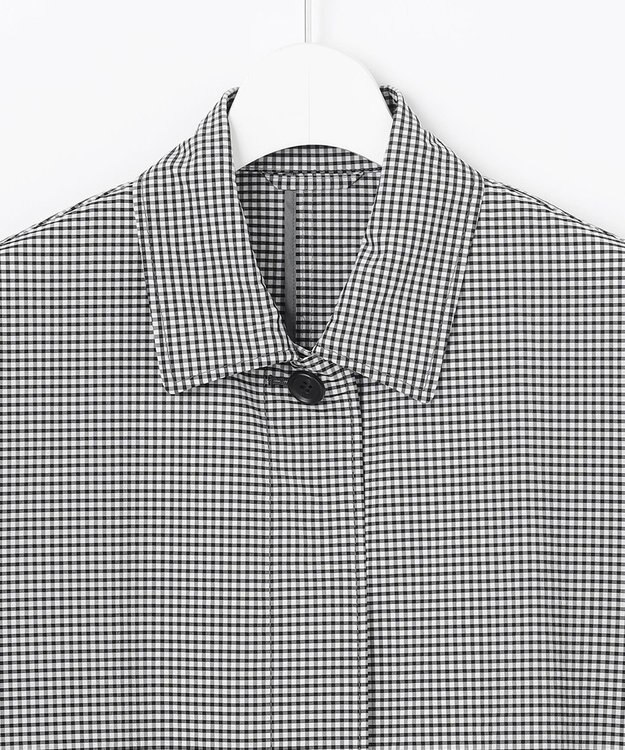 J.PRESS LADIES L 【洗える】Lightストレッチギンガム シングル トレンチコート ブラック×ライトグレーギンガム系