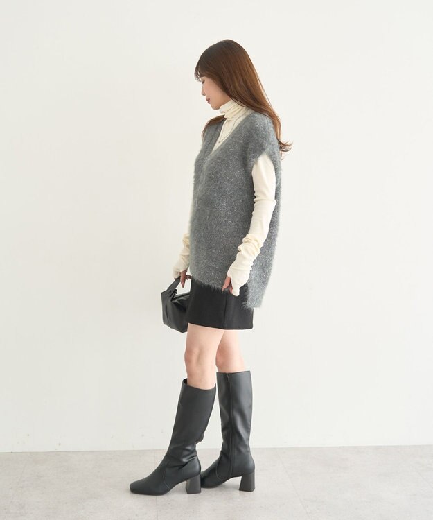 earth music&ecology 【予約】キャットライクヤーンニットベスト チャコールグレー