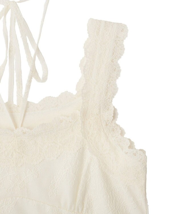 earth music&ecology 総レースホルターネックキャミソール Off White