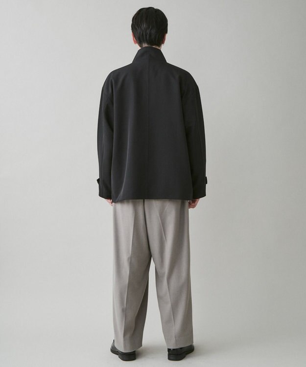 WEGO 起毛TR ワイドストレートスラックス 杢グレー