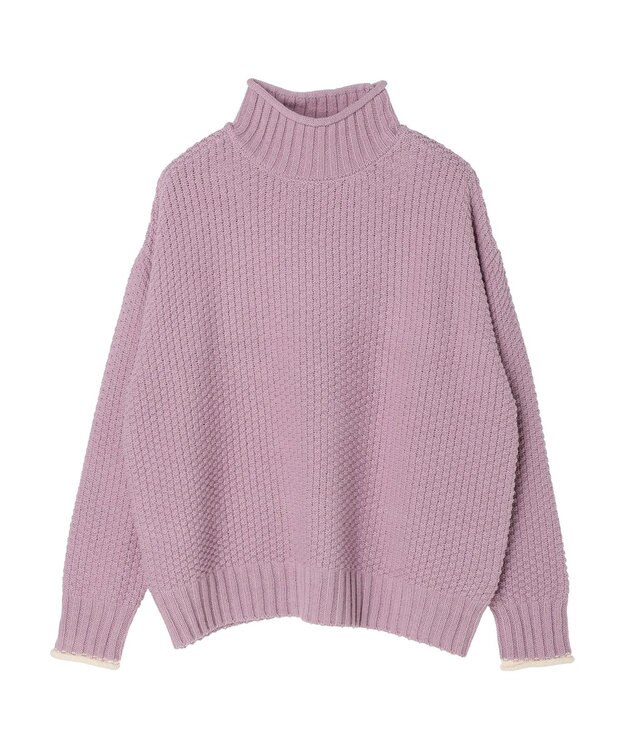 Green Parks 袖ラインカノコ編みニットプルオーバー Lavender