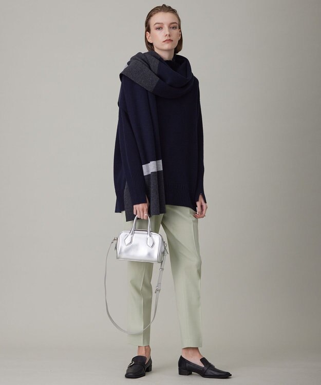 ICB ソフトカシミヤミックス ニットストール ネイビー系1