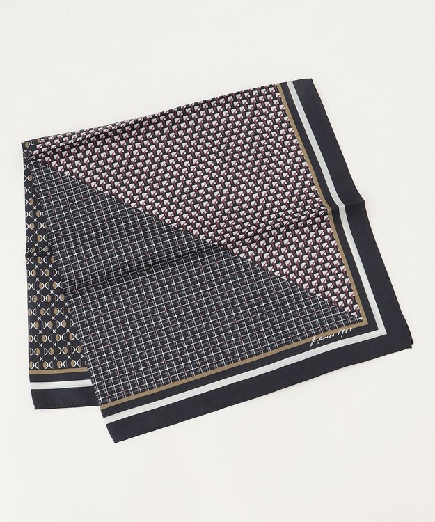 J.PRESS LADIES geometric スクエア スカーフ ネイビー系5